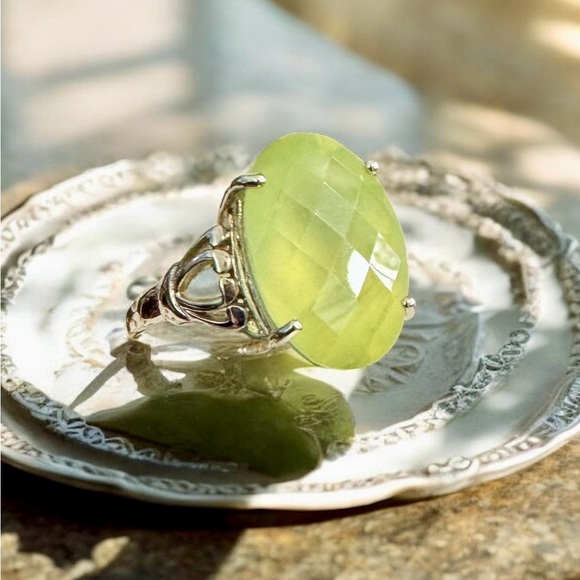 ☀️Rare Australian Golden Prehnite Sterling Silver Ring (7)☀️ - Picture 4 of 14
